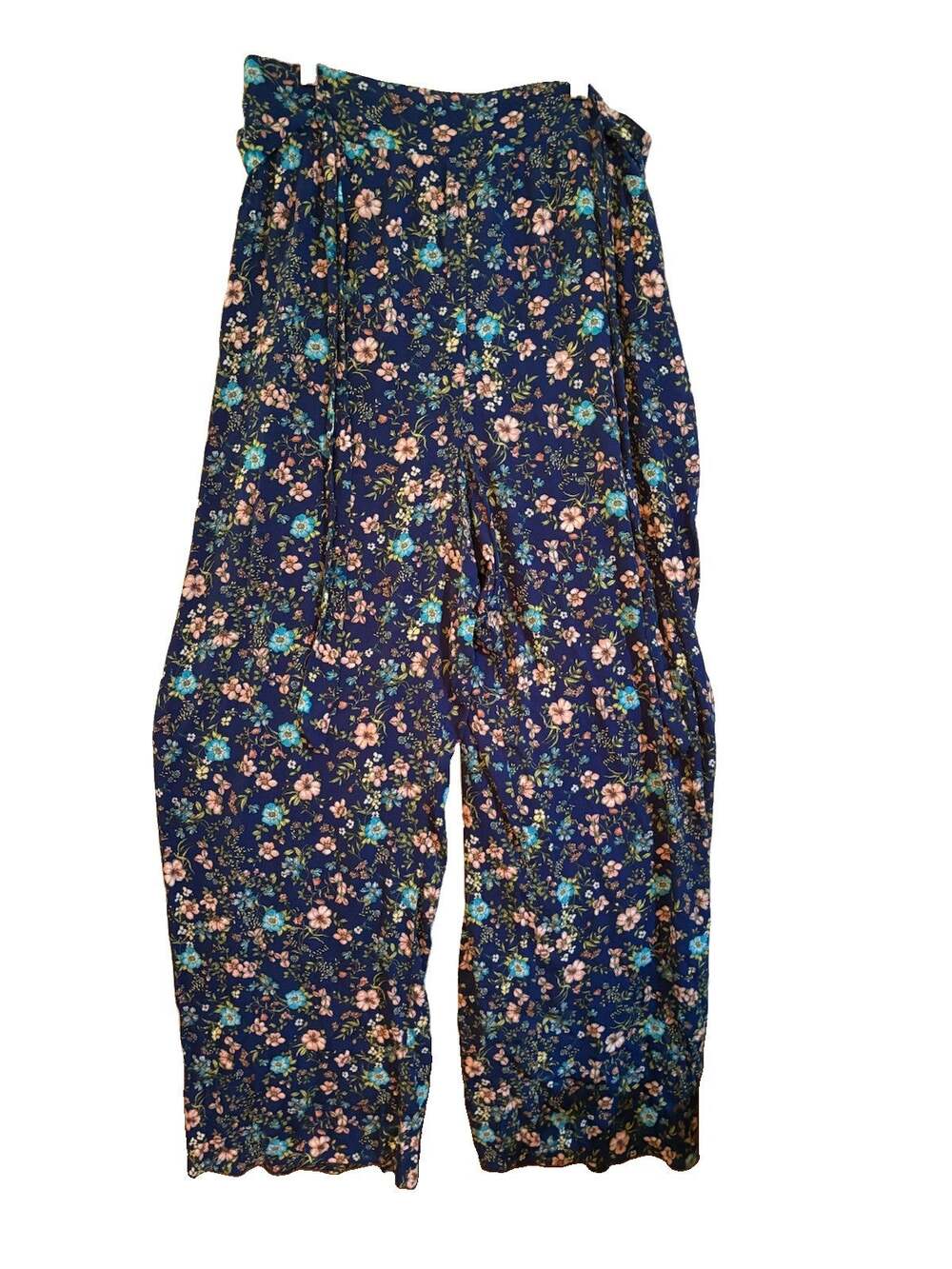 Xhilaration Navy Floral Palazzo Pants Wide Leg High Rise Women's XXL NWT